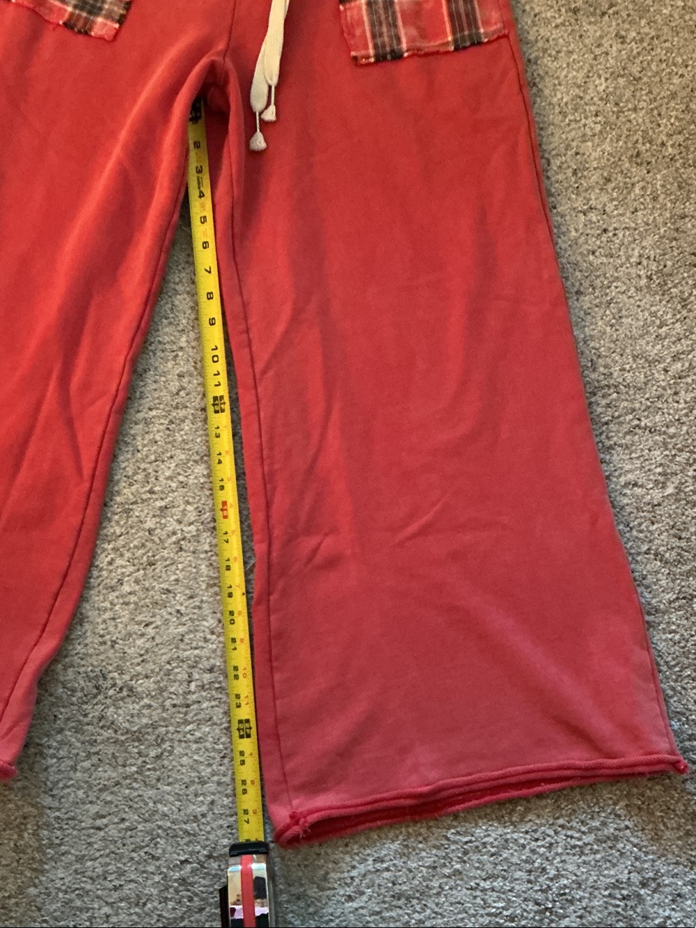 POL Wide-Leg Red Lounge Pants with Plaid Pockets - Picture 7 of 10